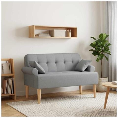 Loveseat con bottoni imbottiti Grigio Chiaro 120 x 65 x 79 cm - Foto 2