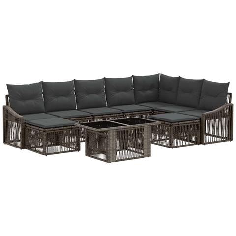 Set Divano da Giardino 10 pz Grigio e Grigio Scuro polyrattan - Foto 1