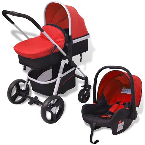 Passeggino 3 in 1 in Alluminio Colore Rosso E Nero - Foto 1