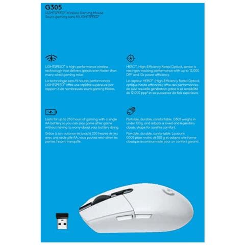 Mouse Gaming Wireless G305 6 Tasti 12000 DPI Colore Bianco - Foto 9