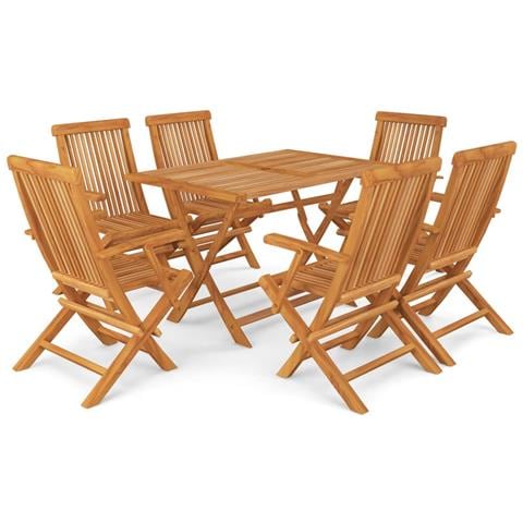 Set da Pranzo da Giardino 7 pz in Legno Massello di Teak - Foto 1