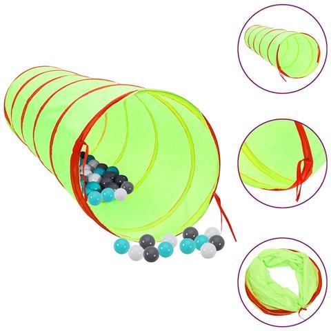Tunnel Da Gioco Per Bambini 250 Palline Verde 175 Cm Poliestere - Foto 1