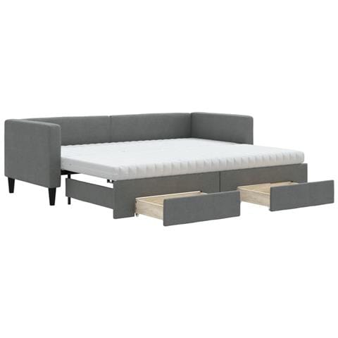 Divano Letto Estraibile Cassetti Grigio Scuro 80x200cm Tessuto - Foto 1