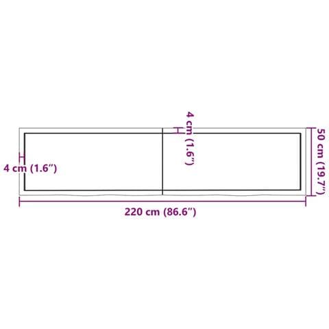 Piano Tavolo Marrone 220x50x (2-4) cm Rovere Massello Trattato - Foto 2