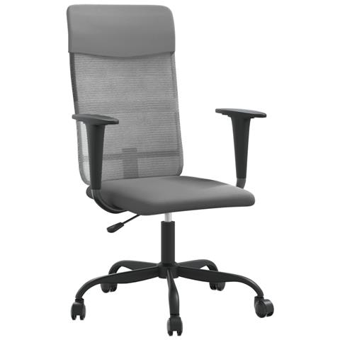 Sedia da Ufficio Altezza Regolabile Grigia in Rete e Similpelle - Foto 1