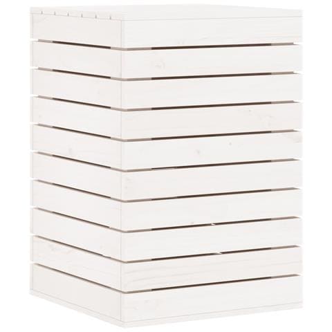 Cesto Per Bucato Bianco 44x44x66 Cm Legno Massello Pino - Foto 2