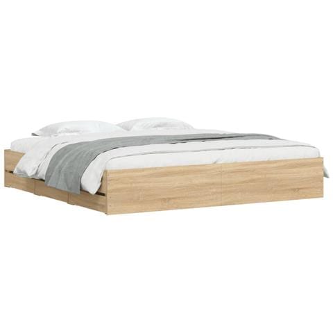 Giroletto Cassetti Rovere Sonoma 200x200 Cm Legno Multistrato - Foto 3