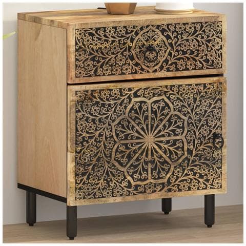 Comodino 50x33x60 Cm In Legno Massello Di Mango - Foto 1