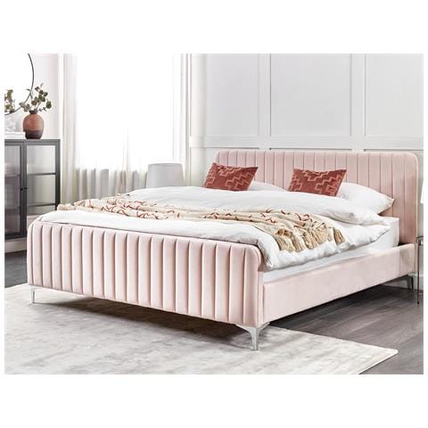 Letto Velluto Lunan 180 X 200 Cm Rosa Pastello - Foto 1