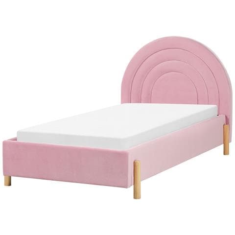 Letto Singolo Bouclé Rosa 90 X 200 Cm Margut - Foto 2