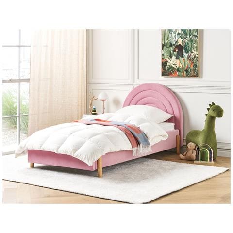 Letto Singolo Bouclé Rosa 90 X 200 Cm Margut - Foto 1