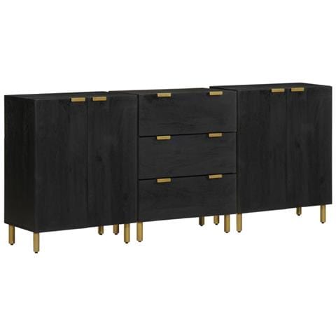 Credenze 3 Pz Nere In Legno Multistrato - Foto 1
