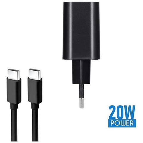 Caricabatterie Da Parete Per Casa Rapido Usb-c 20w Cavo Usb-c Black Per Smartphone - Foto 2
