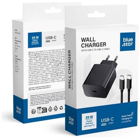 Caricabatterie Da Parete Per Casa Rapido Usb-c 20w Cavo Usb-c Black Per Smartphone - Foto 4