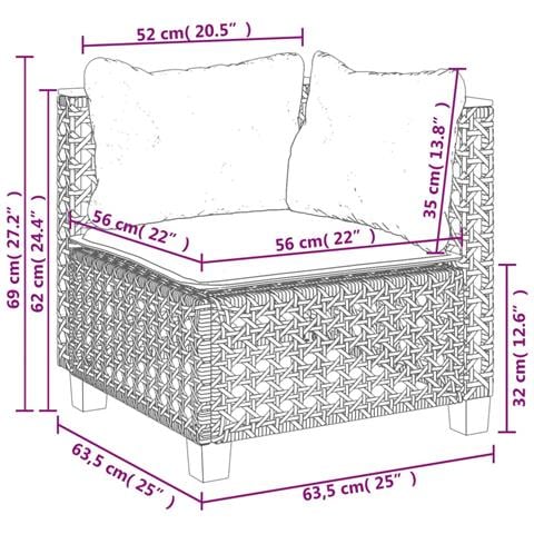 Set Divani da Giardino 10pz con Cuscini in Polyrattan Nero - Foto 9