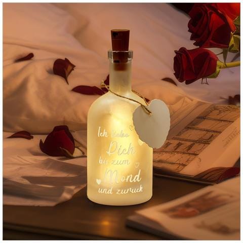 Bottiglia Led Romantica ""ti Amo Fino Alla Luna"" - Regalo Perfetto Per San Valentino - Foto 4