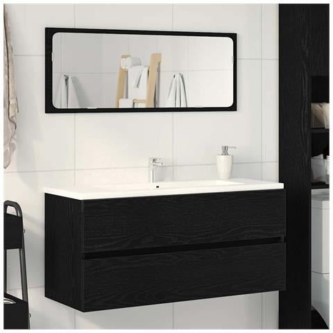 Mobile Lavabo Rovere Nero 100x38,5x45 cm Legno Multistrato - Foto 1