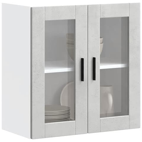 Pensile Da Cucina Con Porta In Vetro Porto Grigio Cemento - Foto 1