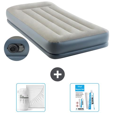 Set Materassino Gonfiabile - 191x99x30 Cm - Grigio - Include Accessori Coordinati - Foto 1