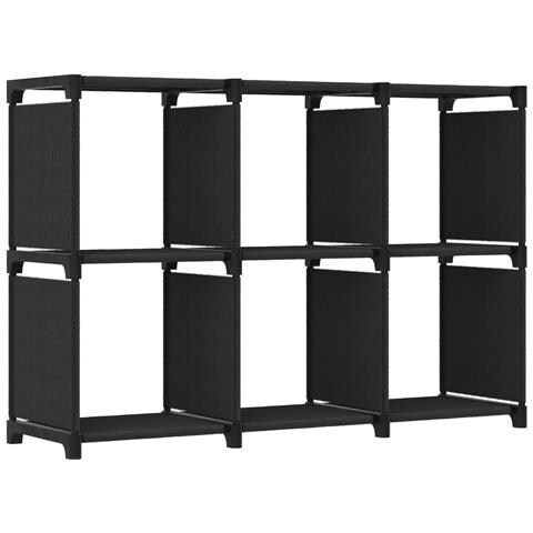 Mensola Con 6 Vani A Cubo Nera 103x30x72,5 Cm In Tessuto - Foto 2