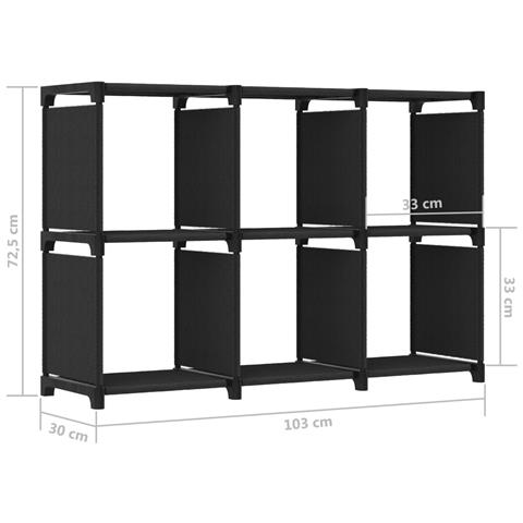 Mensola Con 6 Vani A Cubo Nera 103x30x72,5 Cm In Tessuto - Foto 8