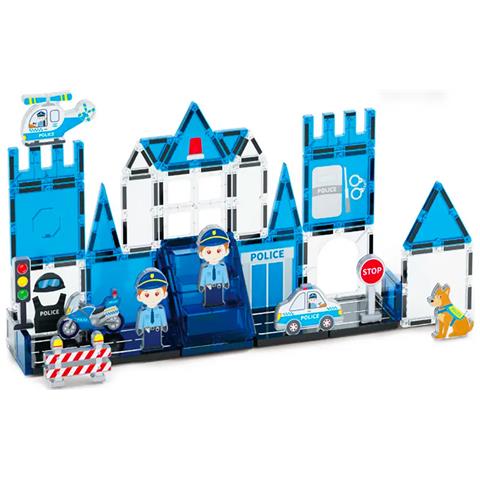Set Di Costruzioni Magnetiche Per Bambini A Tema Polizia 42 Pezzi Solido - Foto 1