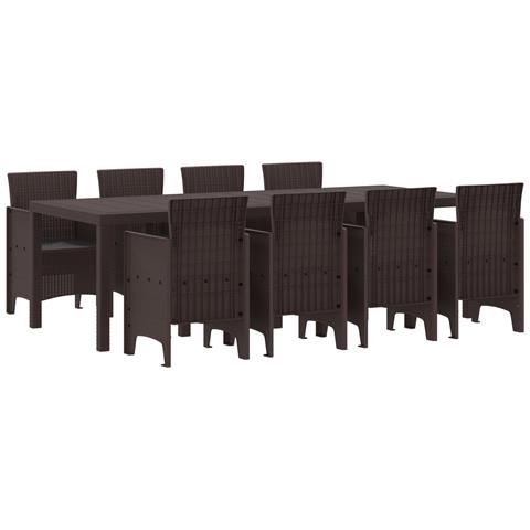 Set Pranzo Giardino 9 Pezzi Marrone Polyrattan - Foto 1
