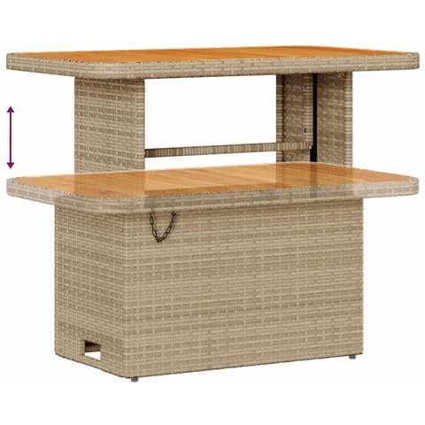 Set di divani da giardino  12 pezzi con cuscini beige in rattan poliestere, Set pranzo giardino  3 pezzi con cuscini beige in rattan poliestere - Foto 9