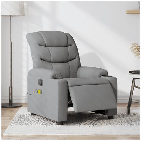 Poltrona Reclinabile Massaggio Elettrica Grigio Chiaro Tessuto - Foto 2
