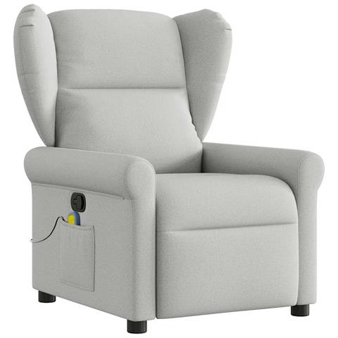 Poltrona Massaggiante Reclinabile Grigio Nuvola in Tessuto - Foto 1
