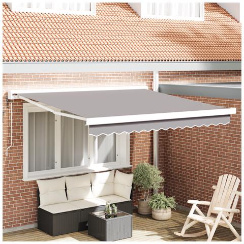Tenda retrattile automatica  grigia chiara 300x250 cm, Tessuto di ricambio per tenda  3x2,5 m Grigio chiaro - Foto 2
