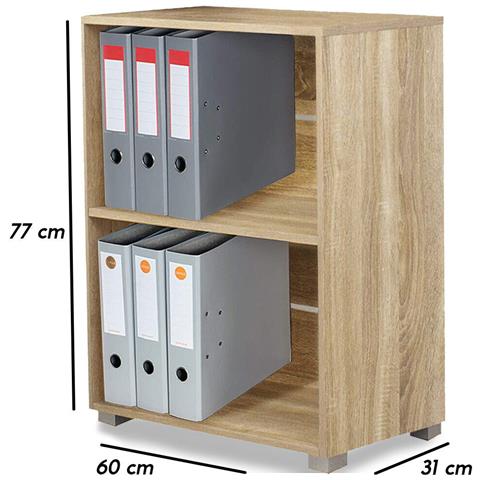 Mobile Mobiletto Libreria A Scaffali 2 Ripiani In Legno Naturale 77x60x31 Cm - Foto 4