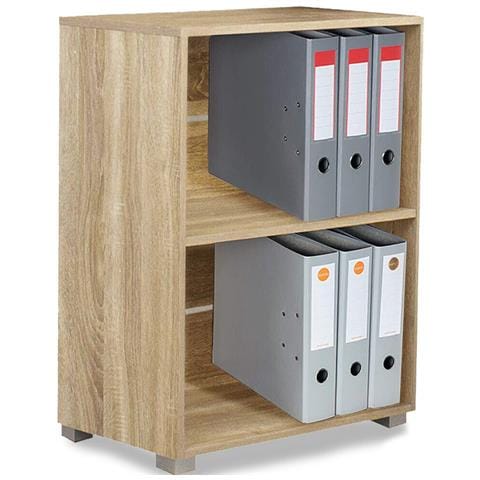 Mobile Mobiletto Libreria A Scaffali 2 Ripiani In Legno Naturale 77x60x31 Cm - Foto 1