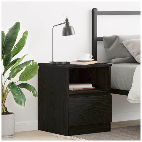 Comodino Nero Rovere 40x40x50 cm in Legno Ingegnerizzato - Foto 2