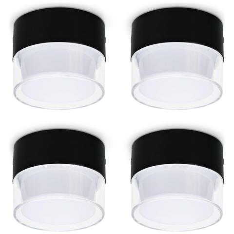 Led Faretti Da Soffitto 7w 700lm Neri 3 Modalità Di Colore 4 Pezzi - Foto 1