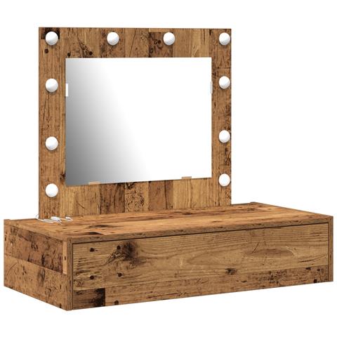 Tavolo da Toeletta a Muro con Luci LED in Legno Vecchio - Foto 1