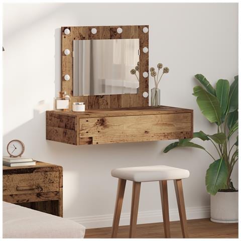 Tavolo da Toeletta a Muro con Luci LED in Legno Vecchio - Foto 2