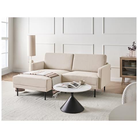 Divano Angolare 2 Posti Breda Velluto A Coste Beige Lato Destro - Foto 1