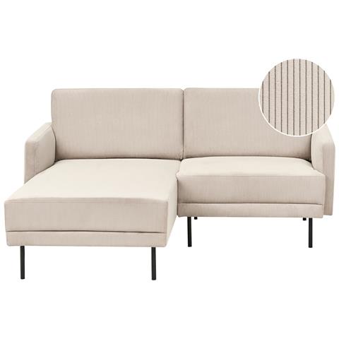 Divano Angolare 2 Posti Breda Velluto A Coste Beige Lato Destro - Foto 2