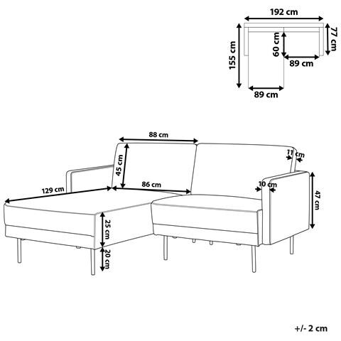 Divano Angolare 2 Posti Breda Velluto A Coste Beige Lato Destro - Foto 8