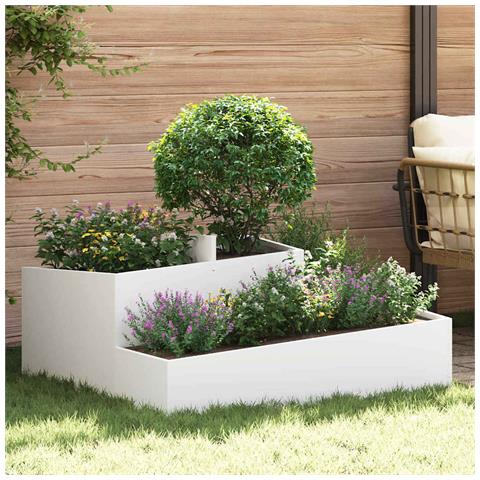 Vaso da giardino Bianco 100 x 100 x 50 cm Acciaio - Foto 2