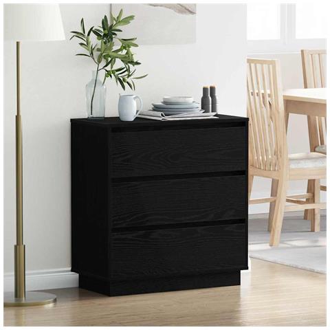 Armadio da Notte con Nero 71 x 34.5 x 75 cm Legno multistrato - Foto 2