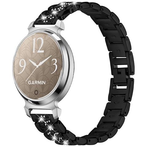 Elegante Cinturino Nero In Acciaio Inossidabile Con Diamanti Compatibile Con Garmin Lily 2 - Foto 1