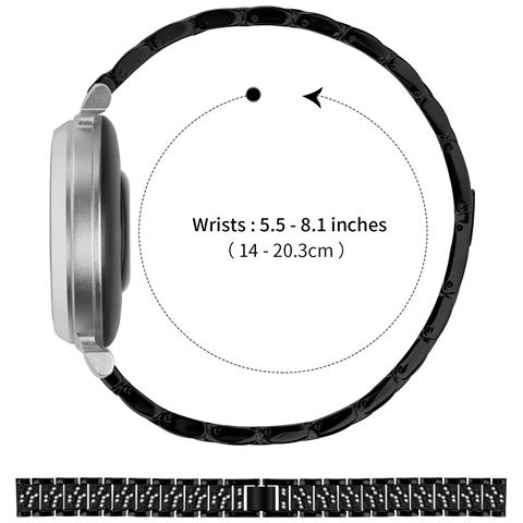 Elegante Cinturino Nero In Acciaio Inossidabile Con Diamanti Compatibile Con Garmin Lily 2 - Foto 2
