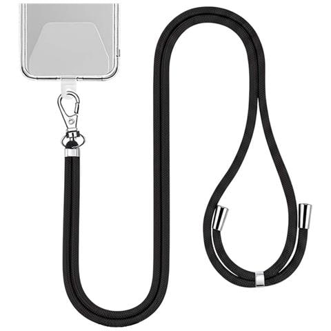 Collarino Da 150 Cm Per Smartphone In Nylon Con Fissaggio Universale, Nero - Foto 1