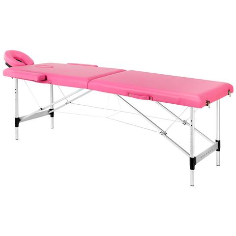 lettino da massaggio pieghevole in alluminio 2 segmenti rosa - Foto 1