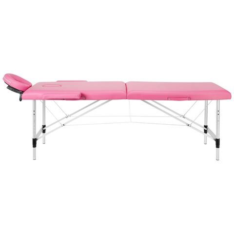 lettino da massaggio pieghevole in alluminio 2 segmenti rosa - Foto 4