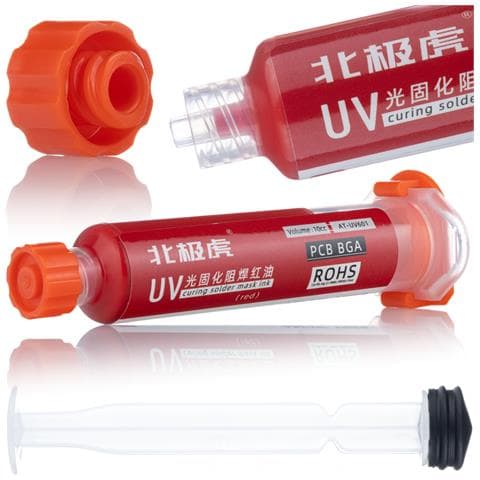 Soldermask Rossa 10ml Con Pistone - Protezione Pcb, Isolante, Rapida Polimerizzazione Uv | Versatile E Duratura | Riparazione Soldermask - Foto 1