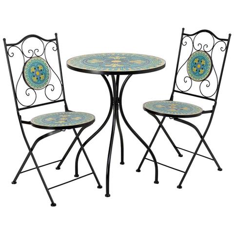 Set Tavolo E 2 Sedie In Metallo Multicolore, 60x60x75h Cm, 38x46x90h Cm - Foto 1