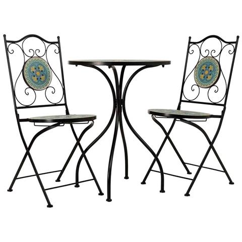 Set Tavolo E 2 Sedie In Metallo Multicolore, 60x60x75h Cm, 38x46x90h Cm - Foto 2